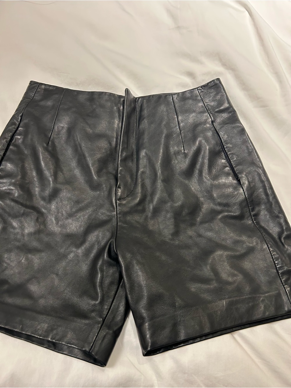 Lamarque Black Faux Leather High-Waist Shorts